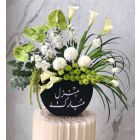 Wooden stand Fresh flowers