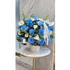 830 | Full Round Blue Roses Vase