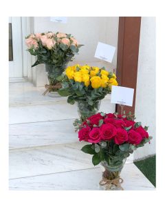 23| Red, Yellow, Peach Vase