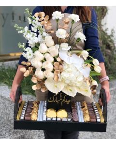 EA27| Chocolate Tray with Flowers