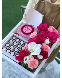 Cake & flowers & chocolate